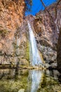 Waterfall in the gorge of Milonas near famous beach of Agia Fotia, Ierapetra, Crete, Greece Royalty Free Stock Photo