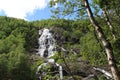 Waterfall And Green Forest In Norway Royalty Free Stock Photo