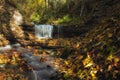 Waterfall green forest river stream landscape. Autumn time. Royalty Free Stock Photo