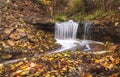 Waterfall green forest river stream landscape. Autumn time. Royalty Free Stock Photo