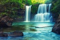Waterfall hidden in the tropical jungle Royalty Free Stock Photo