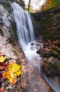 Waterfall in Horne Diery canyon in Mala Fatra mountains during autumn