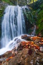 Waterfall in Horne Diery canyon in Mala Fatra mountains during autumn