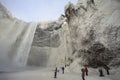 Waterfall of ice and water in Iceland