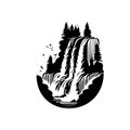 Waterfall Icon hand draw black colour nature logo symbol perfect Royalty Free Stock Photo