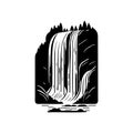 Waterfall Icon hand draw black colour nature logo symbol perfect Royalty Free Stock Photo