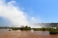 Waterfall Iguazu falls making clouds, Argentina Royalty Free Stock Photo