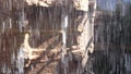 Waterfall from inside view on rocks canyon