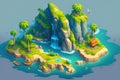 Waterfall island game environment concept