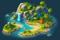 Waterfall island game environment concept