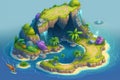 Waterfall island game environment concept