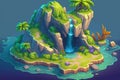 Waterfall island game environment concept