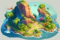 Waterfall island game environment concept