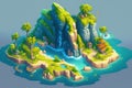 Waterfall island game environment concept