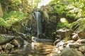 Waterfall in a Japanese garden Royalty Free Stock Photo