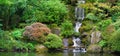Waterfall at Japanese Garden Panorama Royalty Free Stock Photo