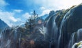 Waterfall,Jiuzhaigou Scenic Area Winter Forest and lake Mountains and water
