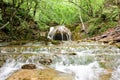 Waterfall Jur-Jur in Crimea full hight beautiful water strings landscape