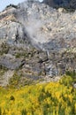 Mountainside waterfall outside of Banff, Canada