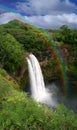 Waterfall in Kauai Hawaii With Rainbow Royalty Free Stock Photo