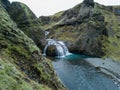 Waterfall at Kirkjubaejarklaustur, Suourland or South Iceland, Iceland, Europe