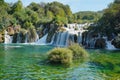 waterfall krka, national park in Croatia. green, blue water in lake and rivers, falling water from rocks on summer. Touristic Royalty Free Stock Photo