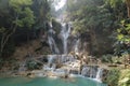 Main Waterfall of the Kuangsi Falls in Luang Prabang Royalty Free Stock Photo