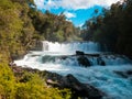 Waterfall of La Leona, in Huilo Huilo Biological Reserve, Los Rios Region, southern Chile Royalty Free Stock Photo