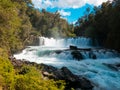 Waterfall of La Leona, in Huilo Huilo Biological Reserve, Los RÃÂ­os Region, southern Chile