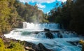 Waterfall of La Leona, in Huilo Huilo Biological Reserve, Los RÃÂ­os Region, southern Chile Royalty Free Stock Photo