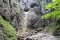 Waterfall with ladder in Canyon Piecky in SlovenskÃÂ½ raj Slovak Paradise National Park Royalty Free Stock Photo