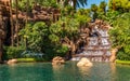 A waterfall and lagoon of the Mirage Hotel and Casino