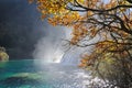 Waterfall and lake in Jiuzhaigou