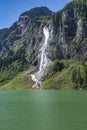 Waterfall on the Lake Stillup, Zillertal Alps, Austria, Tyrol Royalty Free Stock Photo