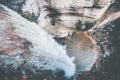 Waterfall Landscape aerial view at rocky canyon