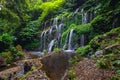 Waterfall landscape. Beautiful hidden waterfall in tropical rainforest. Nature background. Slow shutter speed, motion photography Royalty Free Stock Photo