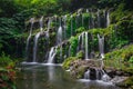 Waterfall landscape. Beautiful hidden waterfall in tropical rainforest. Nature background. Slow shutter speed, motion photography Royalty Free Stock Photo