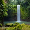 Waterfall landscape. Beautiful hidden waterfall in tropical rainforest. Nature background. Slow shutter speed, motion photography Royalty Free Stock Photo