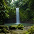 Waterfall landscape. Beautiful hidden waterfall in tropical rainforest. Nature background. Slow shutter speed, motion photography Royalty Free Stock Photo