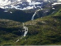 Waterfall landscape with mountains in northern Norway Royalty Free Stock Photo