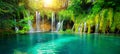 Waterfall landscape of Plitvice Lakes Croatia