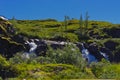 Waterfall Landscape at road 55 Sognefjellet national tourist route between Lom and Gaupne Norway Royalty Free Stock Photo