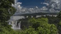 Waterfall landscape. Streams of water cascade from the ledges. Royalty Free Stock Photo