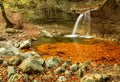 Waterfall. Leaves. Autumn. Forest. Water. Stones. Royalty Free Stock Photo
