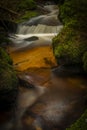 Waterfall on Lesni creek in Sumava national park in spring day Royalty Free Stock Photo