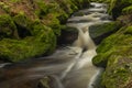 Waterfall on Lesni creek in Sumava national park in spring day Royalty Free Stock Photo