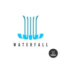 Waterfall logo. Parallel lines water wloods falling.