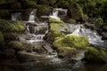Waterfall in the Lumsdale Valley, Matlock, Derbyshire, Peak Dist Royalty Free Stock Photo