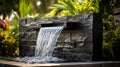 Waterfall made of stone in the garden. Royalty Free Stock Photo