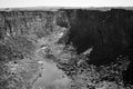 Waterfall Malad River Devil`s Washbowl Malad Gorge Hagerman Idaho horizontal monochrome, black and white